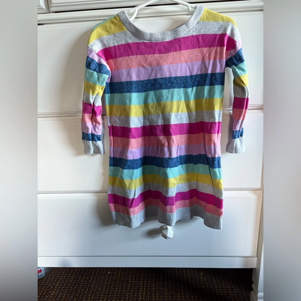 GAP Toddler Sweater with Pink, Yellow, and Gray Stripes
